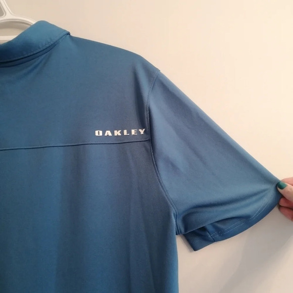 Oakley Men's Regular Fit High Crest Blue Striped Short Sleeve Golf Polo Large - Picture 8 of 16